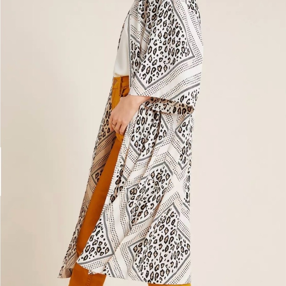 Anthropologie Mignon Doo Margaux Leopard Print Duster | One Size